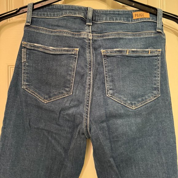 PAIGE - Hoxton High Waist Distressed Hem Ankle Skinny Jeans - Picture 12 of 15